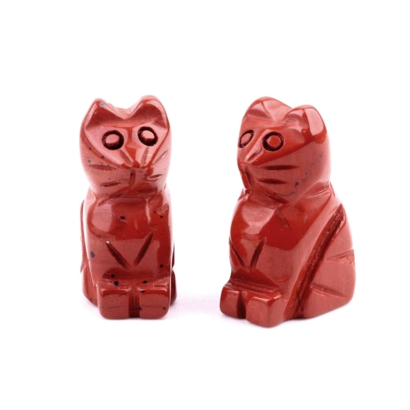 1in carved kitten natural crystal agate semi-precious stone carved animal standing cat mini decoration
