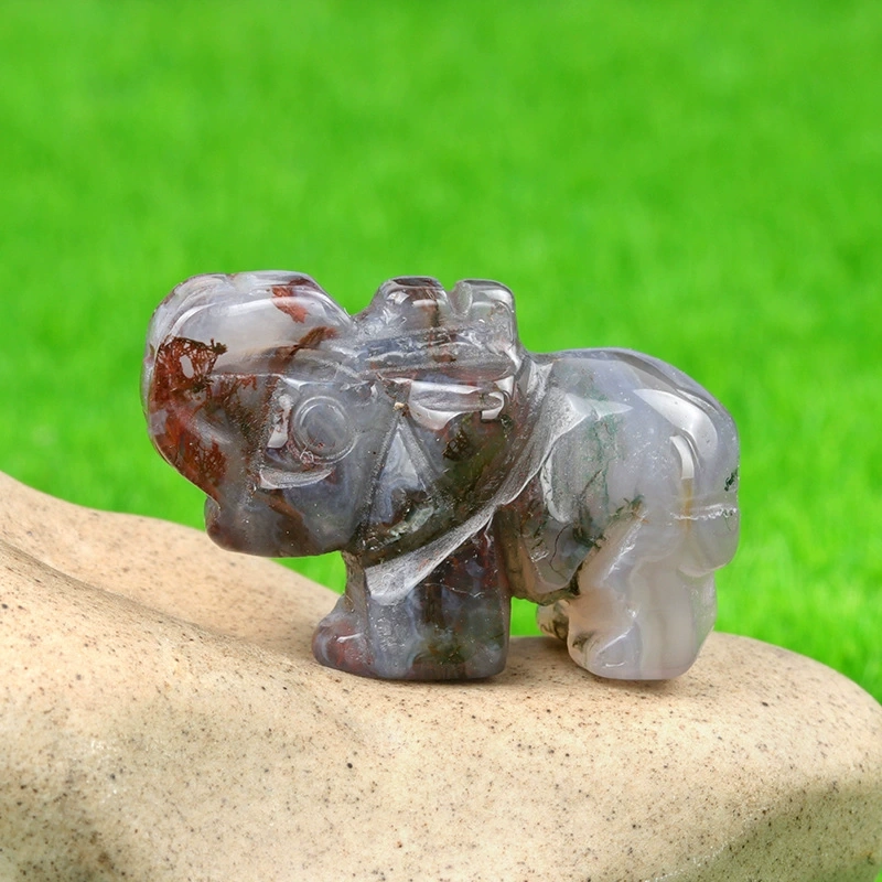 1in mini elephant natural rose quartz agate jade carving animal elephant foreign trade craft ornament