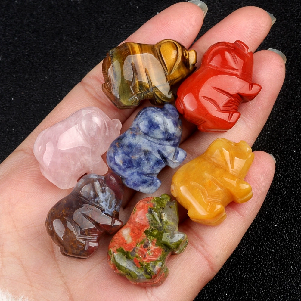 1in carved piglet natural crystal agate stone mini animal craft ornament