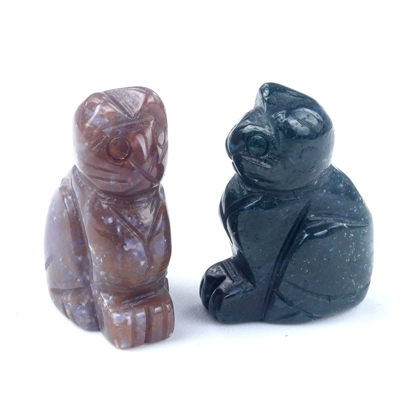 1in carved kitten natural crystal agate semi-precious stone carved animal standing cat mini decoration