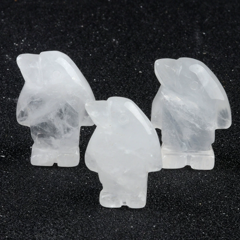 1in penguin crystal agate stone mini carved small animal semi-precious stone craft penguin ornament