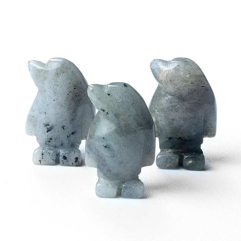 1in penguin crystal agate stone mini carved small animal semi-precious stone craft penguin ornament