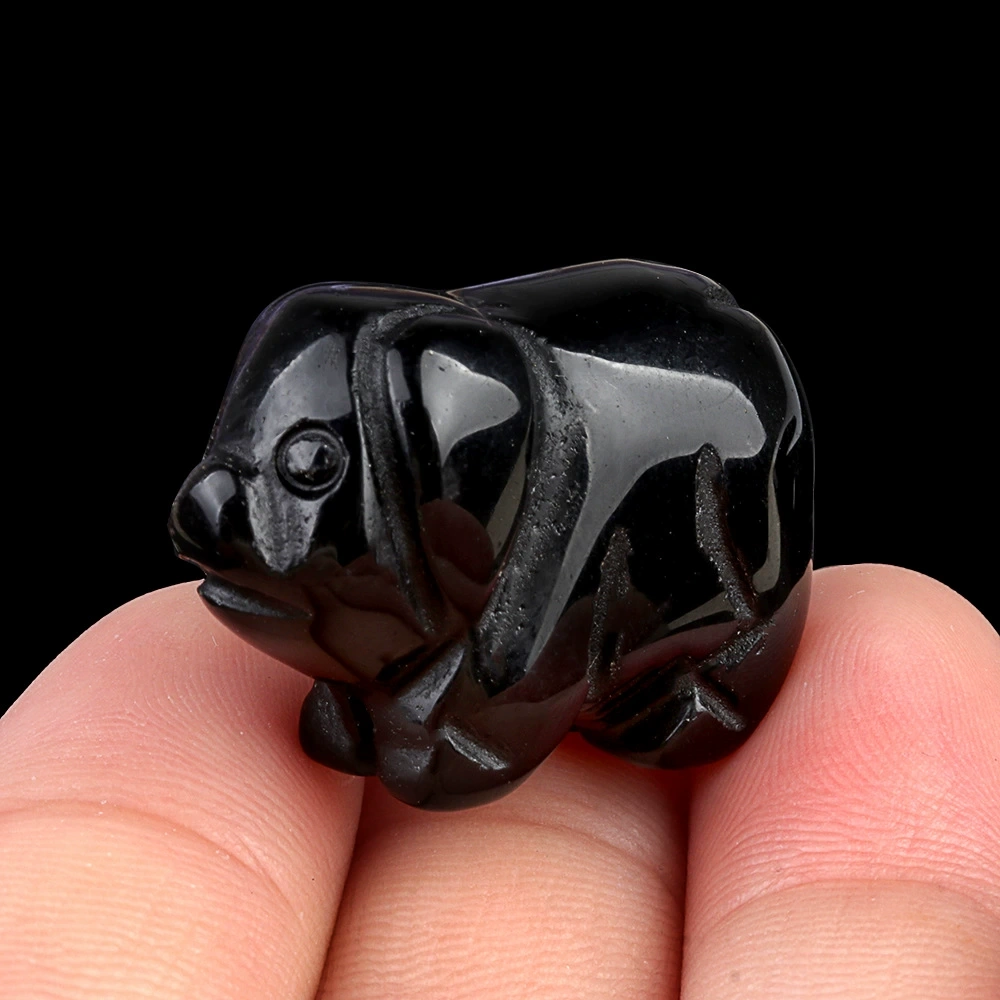 1in carved piglet natural crystal agate stone mini animal craft ornament