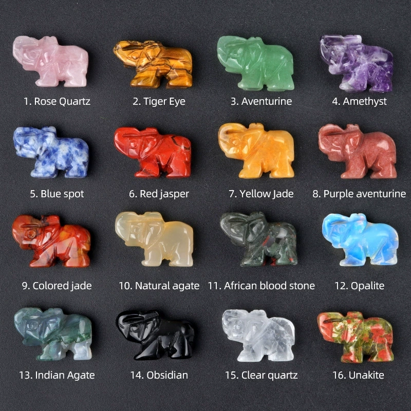 1in mini elephant natural rose quartz agate jade carving animal elephant foreign trade craft ornament