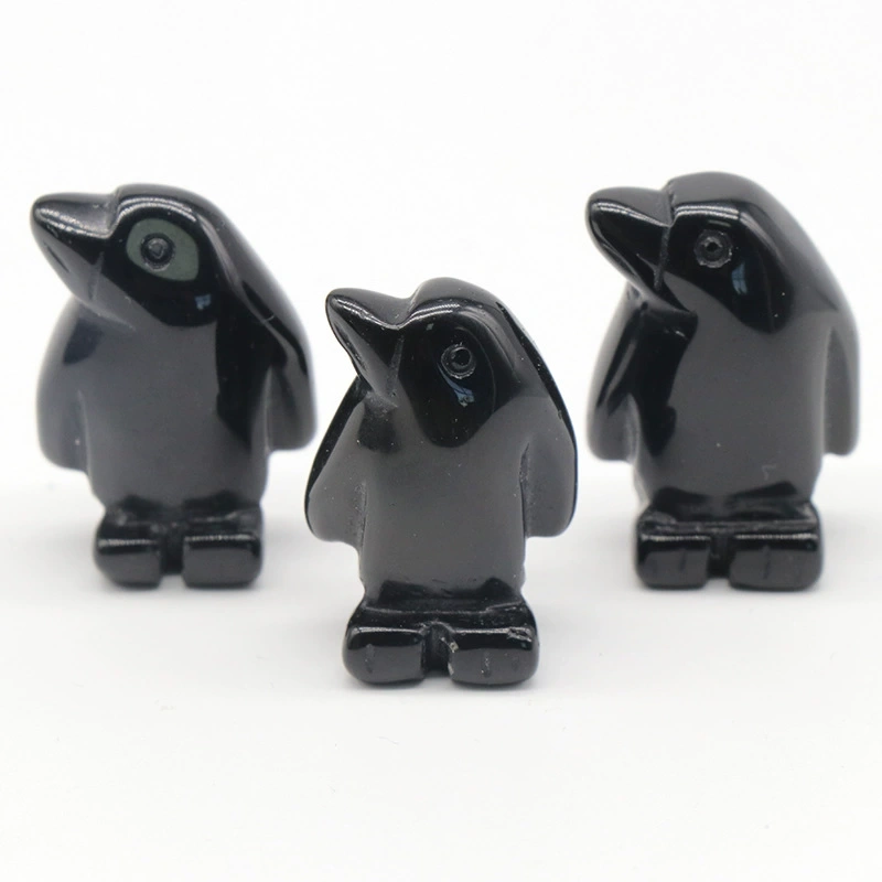 1in penguin crystal agate stone mini carved small animal semi-precious stone craft penguin ornament