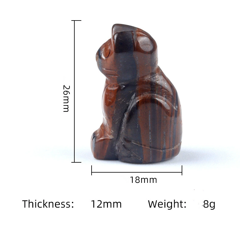 1in carved kitten natural crystal agate semi-precious stone carved animal standing cat mini decoration