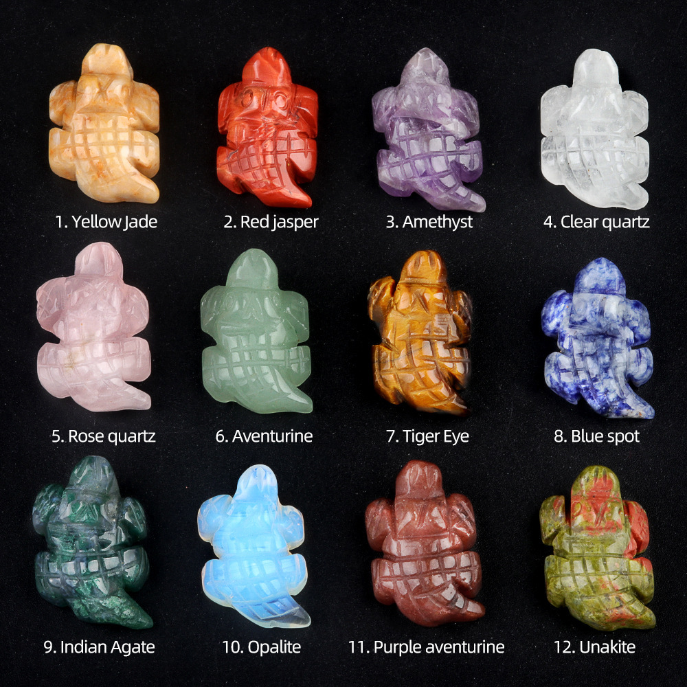 1in Mini Crocodile Amethyst Agate Jade Carving Animal Landscaping Crafts