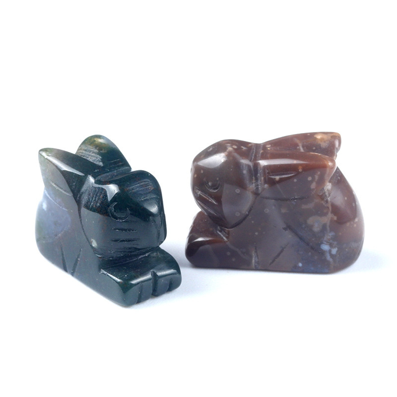 1in rabbit natural crystal agate stone carving animal decoration ornaments bunny decoration gift