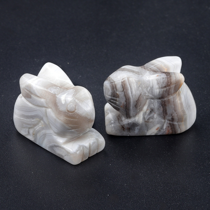 1in rabbit natural crystal agate stone carving animal decoration ornaments bunny decoration gift