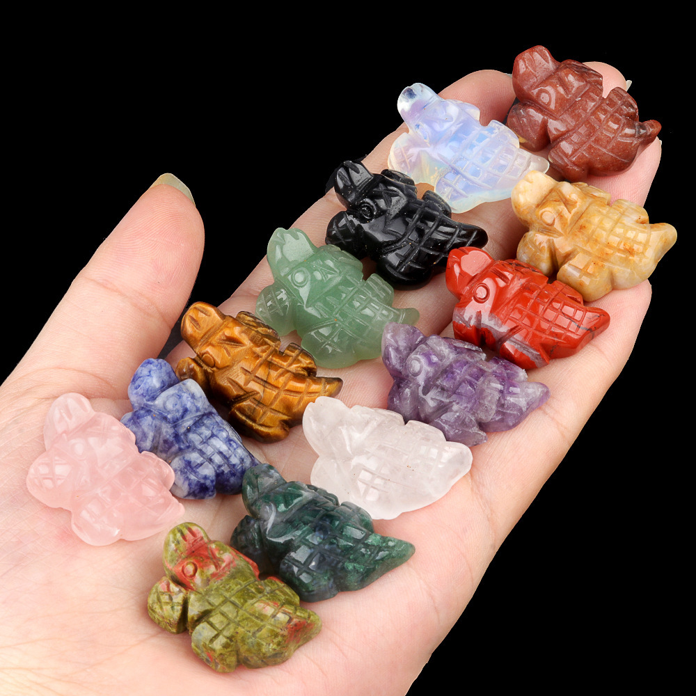 1in Mini Crocodile Amethyst Agate Jade Carving Animal Landscaping Crafts