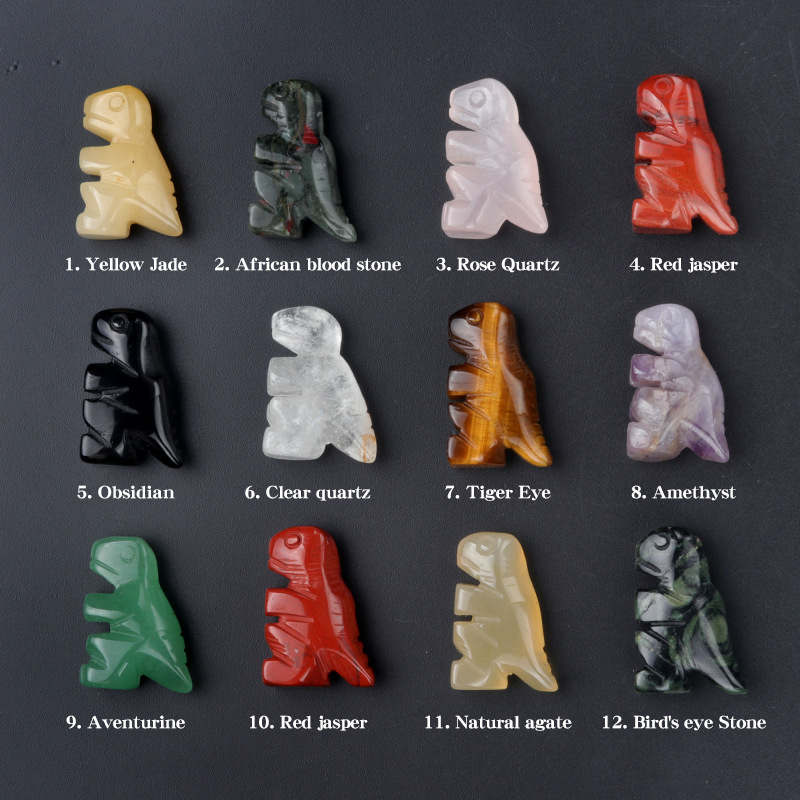1in dinosaur crystal agate stone mini carving small animal semi-precious stone craft dinosaur ornaments