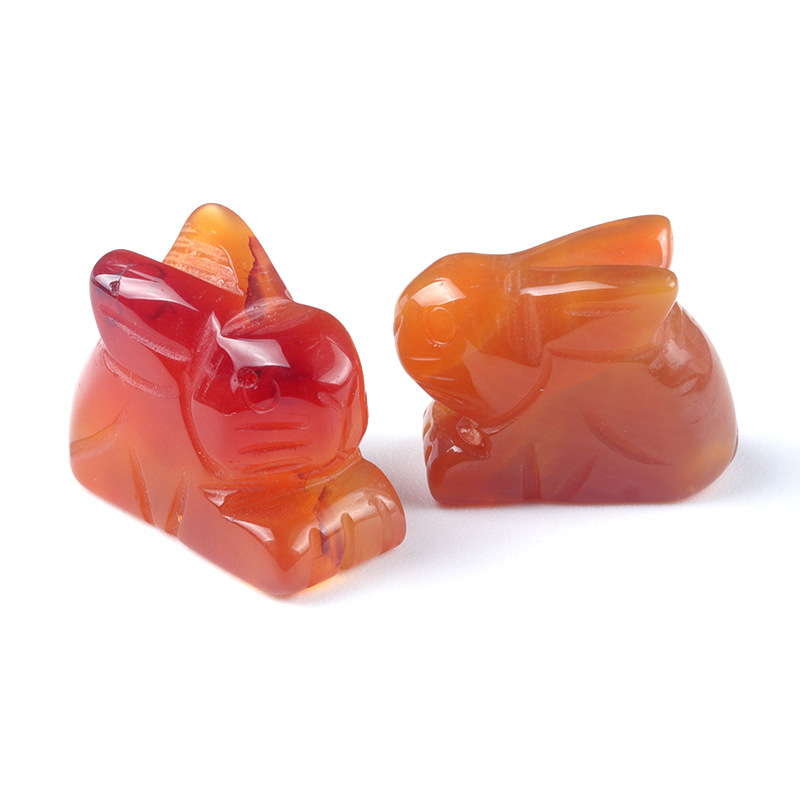 1in rabbit natural crystal agate stone carving animal decoration ornaments bunny decoration gift