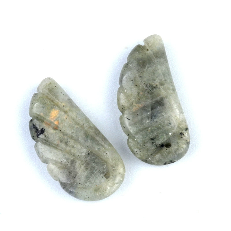 Natural Amethyst Aventurine Carved Wings Rose Quartz Tiger Eye Feather Pendant