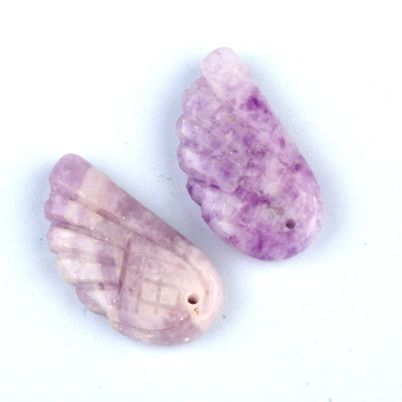Natural Amethyst Aventurine Carved Wings Rose Quartz Tiger Eye Feather Pendant