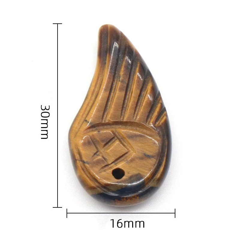 Natural Amethyst Aventurine Carved Wings Rose Quartz Tiger Eye Feather Pendant