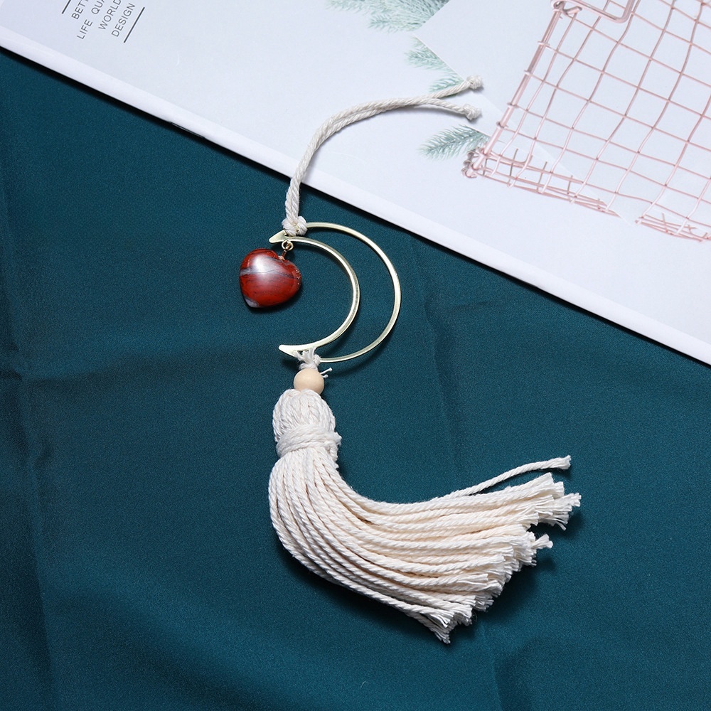 Natural crystal love moon car hanging handmade DIY woven polished gemstone decorative pendant