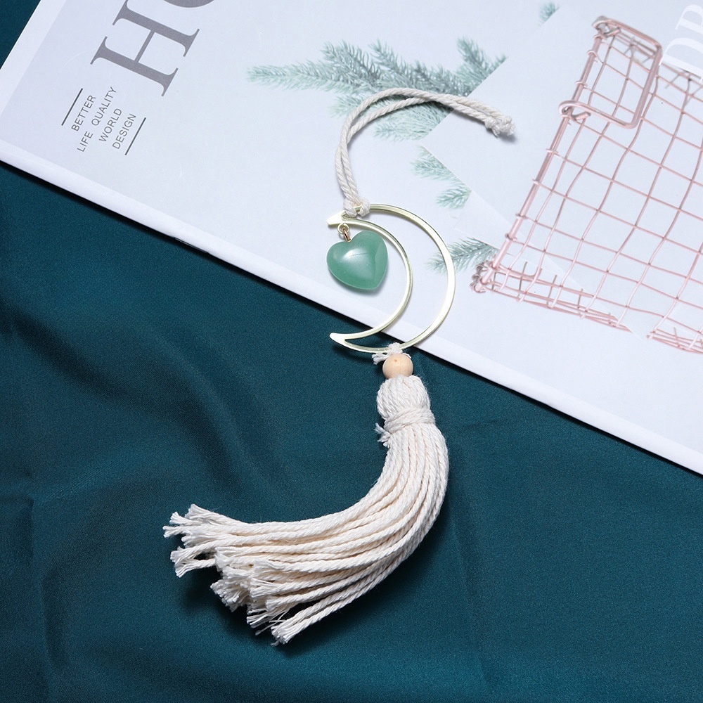 Natural crystal love moon car hanging handmade DIY woven polished gemstone decorative pendant