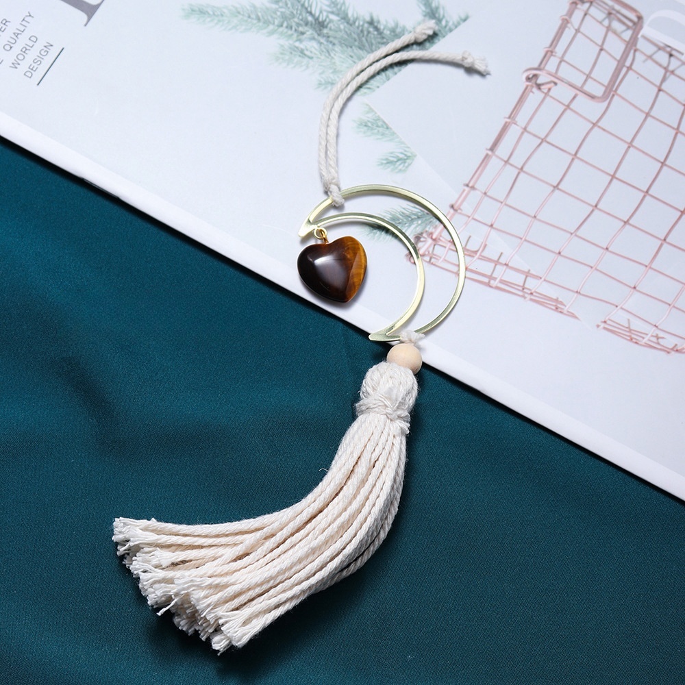 Natural crystal love moon car hanging handmade DIY woven polished gemstone decorative pendant