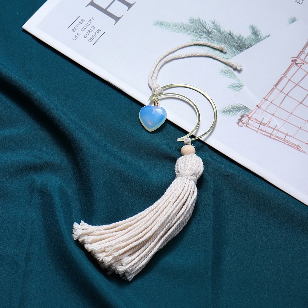 Natural crystal love moon car hanging handmade DIY woven polished gemstone decorative pendant