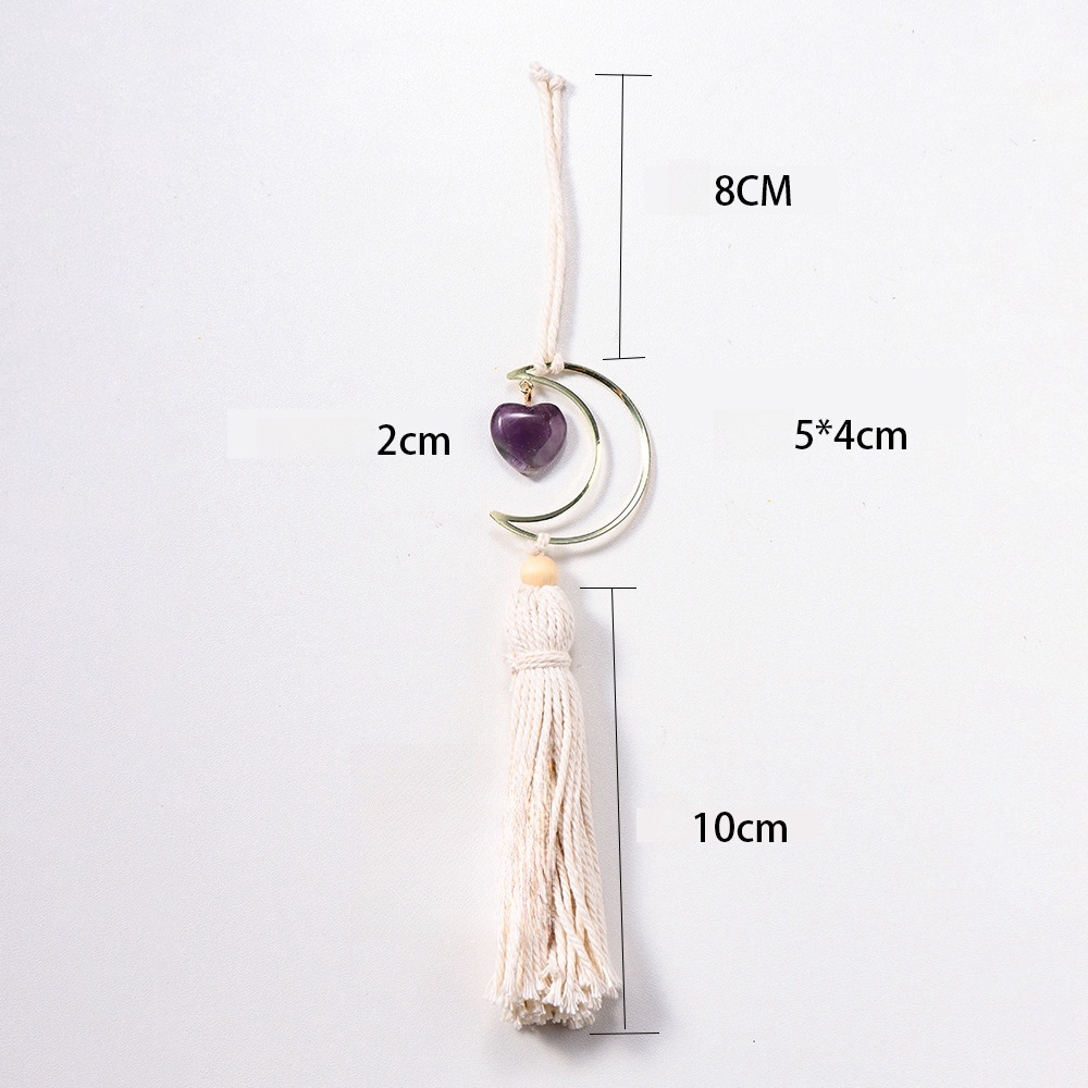 Natural crystal love moon car hanging handmade DIY woven polished gemstone decorative pendant