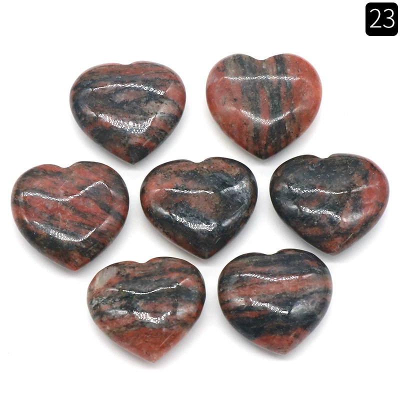 Natural crystal stone 20mm non-porous love heart-shaped stone ornaments semi-precious stone heart diy jewelry decoration