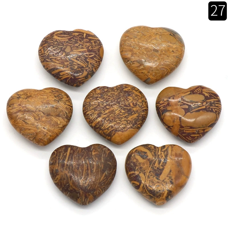 Natural crystal stone 20mm non-porous love heart-shaped stone ornaments semi-precious stone heart diy jewelry decoration