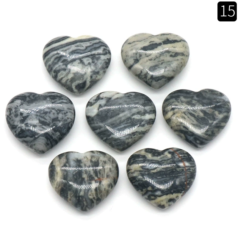 Natural crystal stone 20mm non-porous love heart-shaped stone ornaments semi-precious stone heart diy jewelry decoration