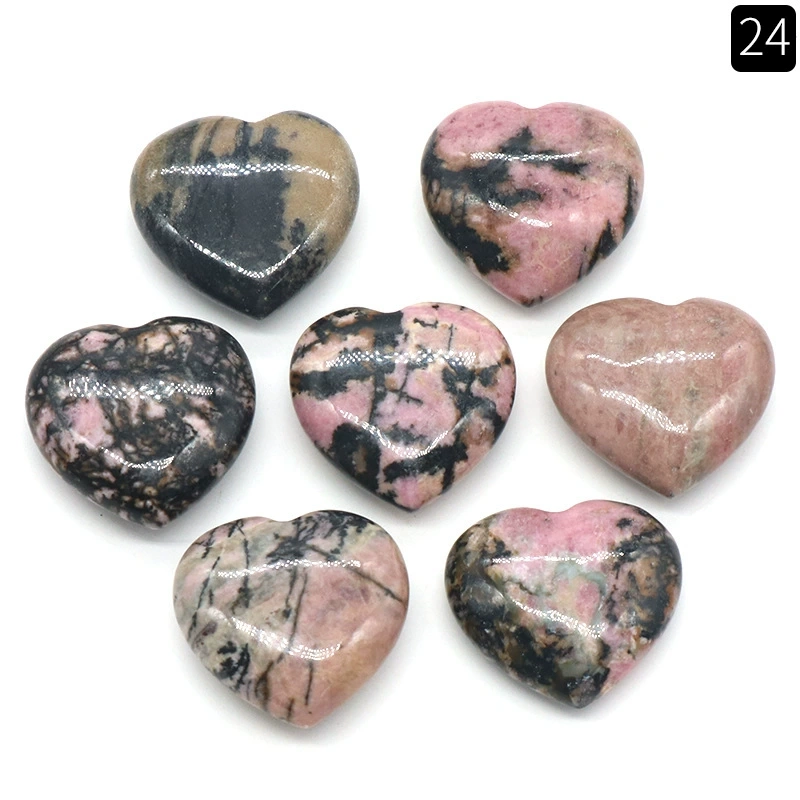 Natural crystal stone 20mm non-porous love heart-shaped stone ornaments semi-precious stone heart diy jewelry decoration