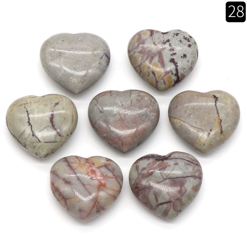 Natural crystal stone 20mm non-porous love heart-shaped stone ornaments semi-precious stone heart diy jewelry decoration