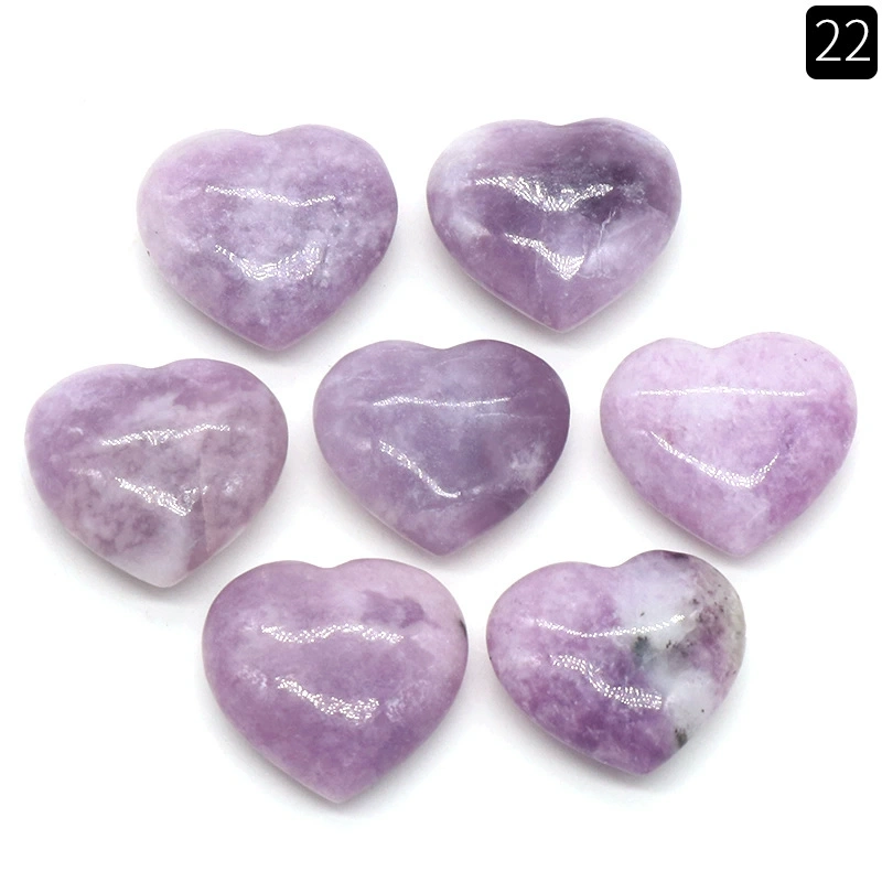 Natural crystal stone 20mm non-porous love heart-shaped stone ornaments semi-precious stone heart diy jewelry decoration