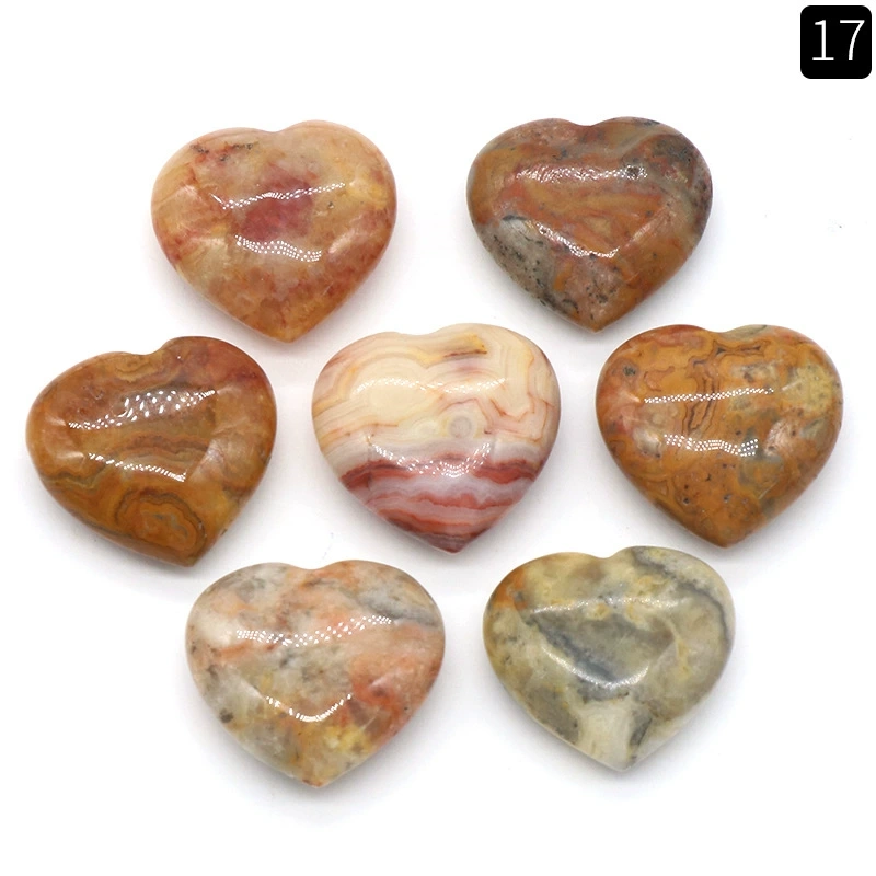 Natural crystal stone 20mm non-porous love heart-shaped stone ornaments semi-precious stone heart diy jewelry decoration