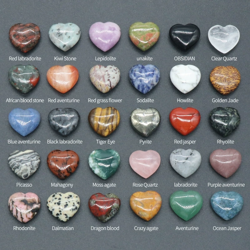 Natural crystal stone 20mm non-porous love heart-shaped stone ornaments semi-precious stone heart diy jewelry decoration
