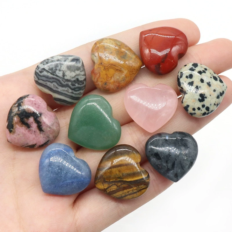 Natural crystal stone 20mm non-porous love heart-shaped stone ornaments semi-precious stone heart diy jewelry decoration