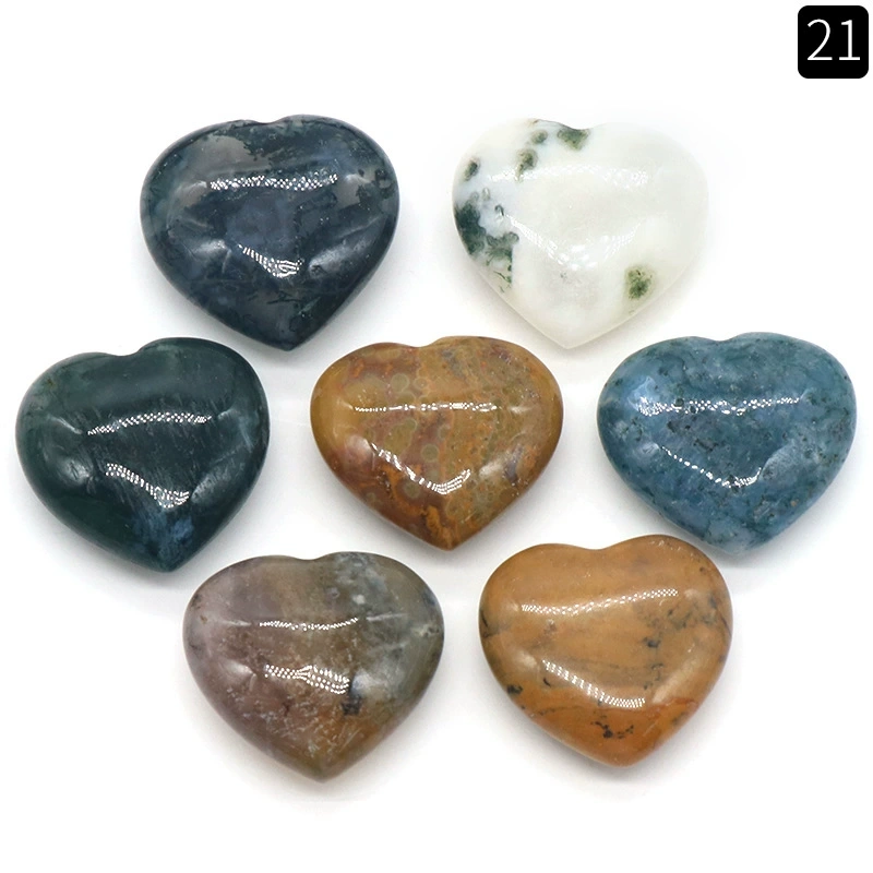 Natural crystal stone 20mm non-porous love heart-shaped stone ornaments semi-precious stone heart diy jewelry decoration