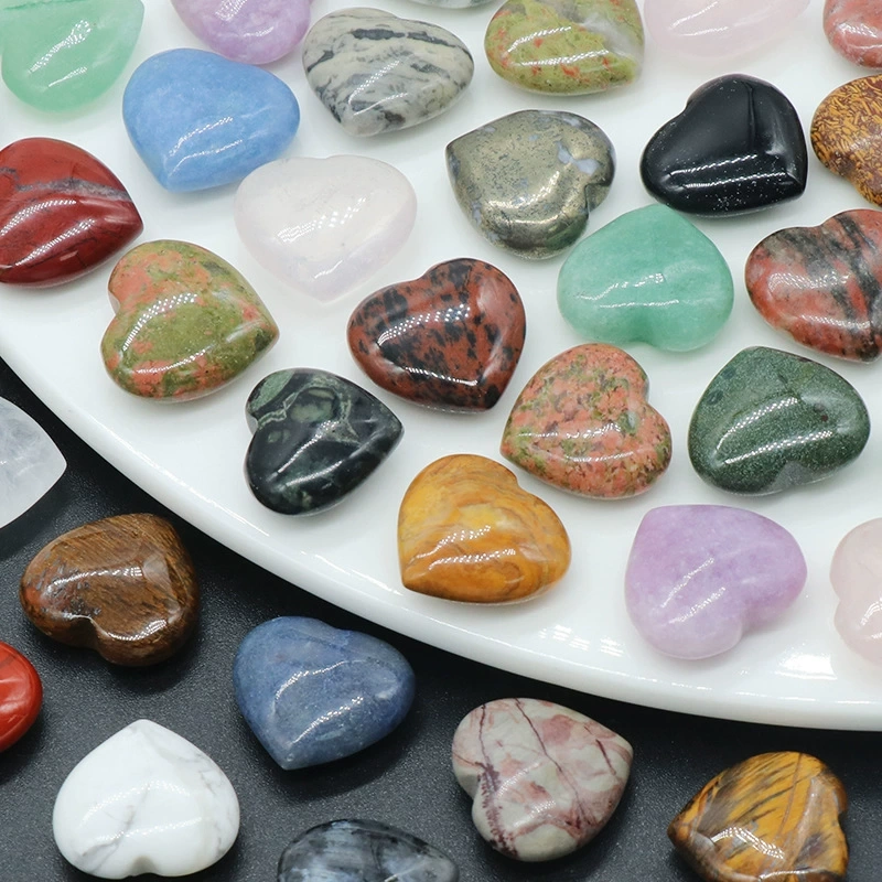 Natural crystal stone 20mm non-porous love heart-shaped stone ornaments semi-precious stone heart diy jewelry decoration