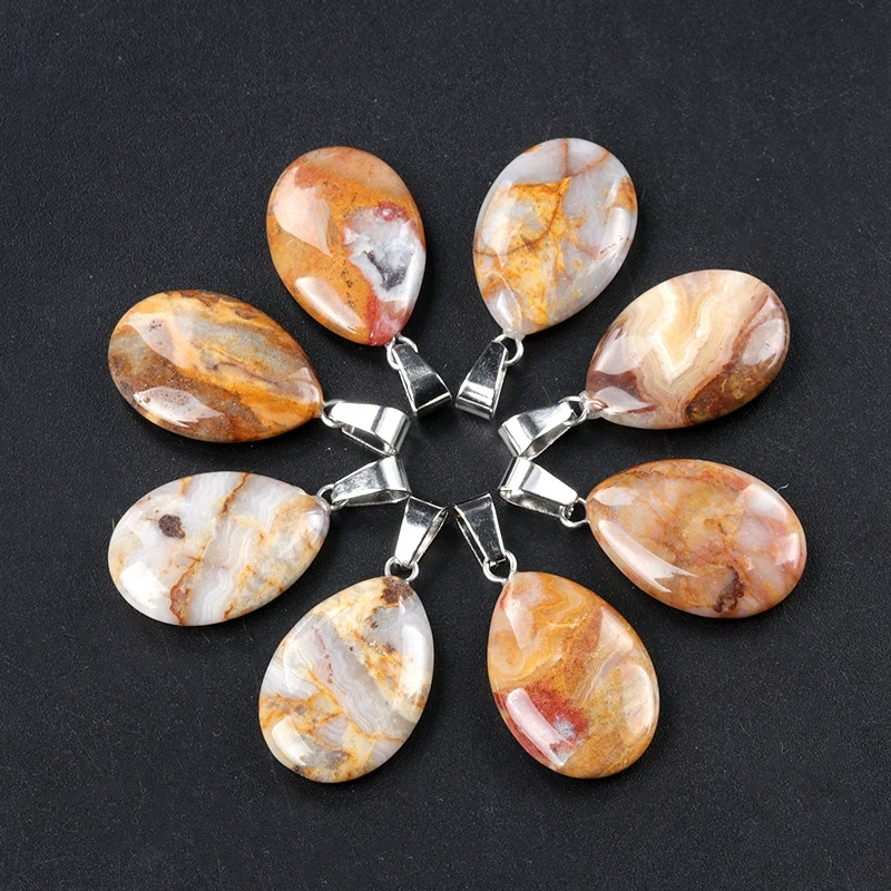 16x24mm flat water drop pendant natural crystal agate water drop pendant
