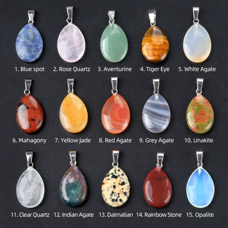 16x24mm flat water drop pendant natural crystal agate water drop pendant
