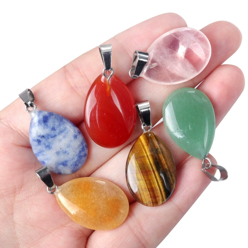 16x24mm flat water drop pendant natural crystal agate water drop pendant