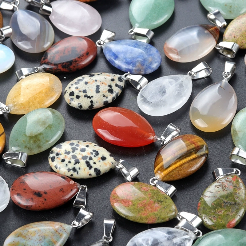 16x24mm flat water drop pendant natural crystal agate water drop pendant