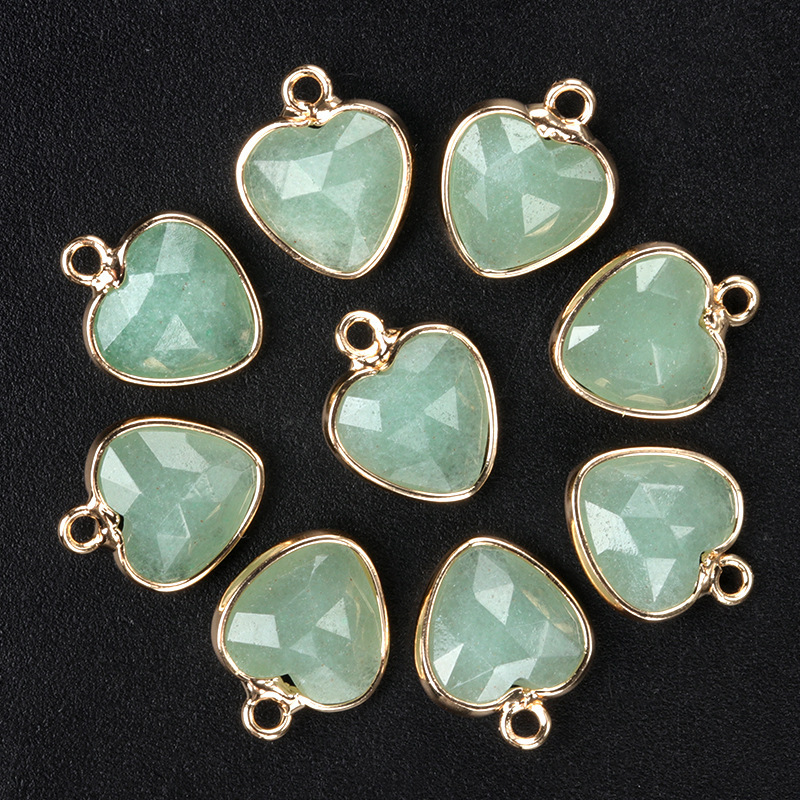 11mm love cut bread edge pendant natural semi-precious stone love pendant diy jewelry accessories