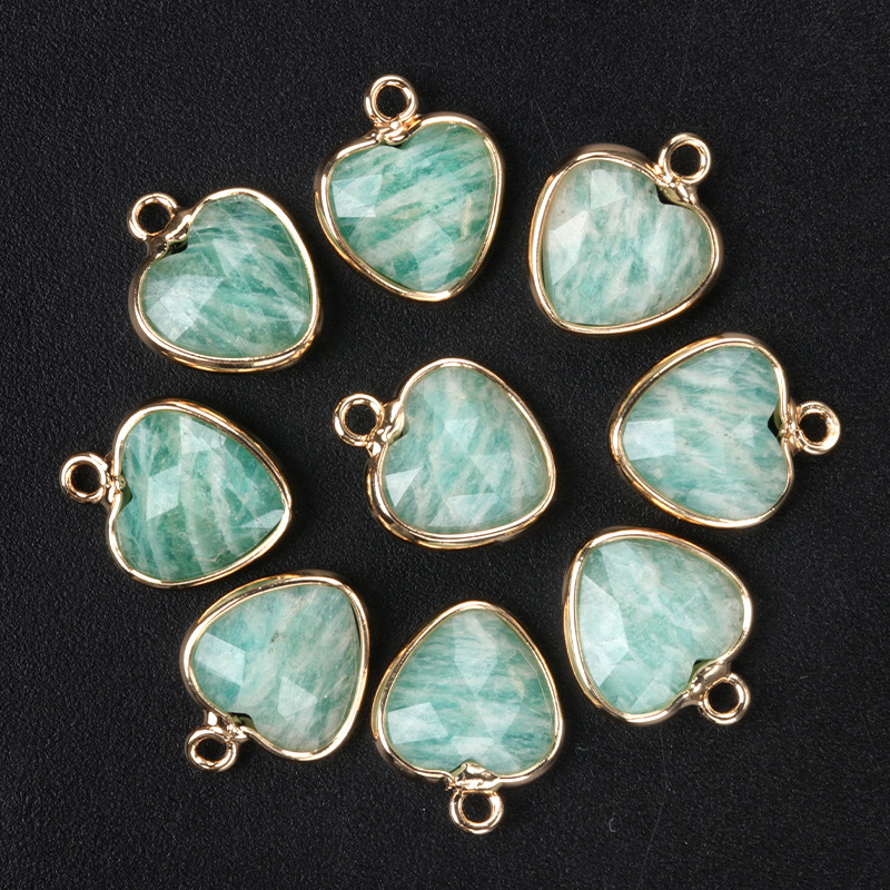 11mm love cut bread edge pendant natural semi-precious stone love pendant diy jewelry accessories