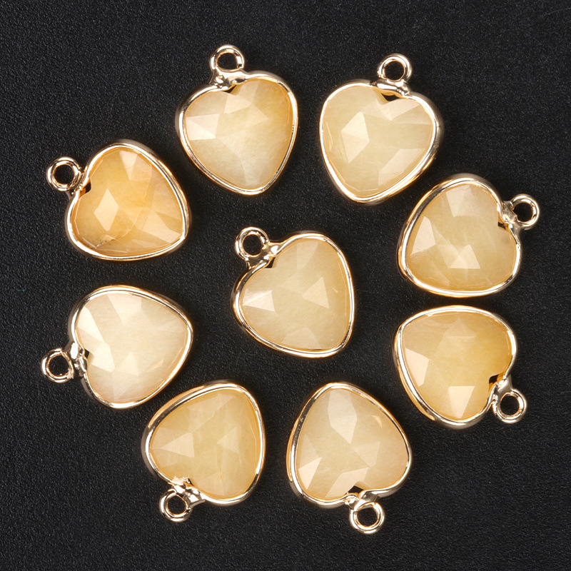 11mm love cut bread edge pendant natural semi-precious stone love pendant diy jewelry accessories