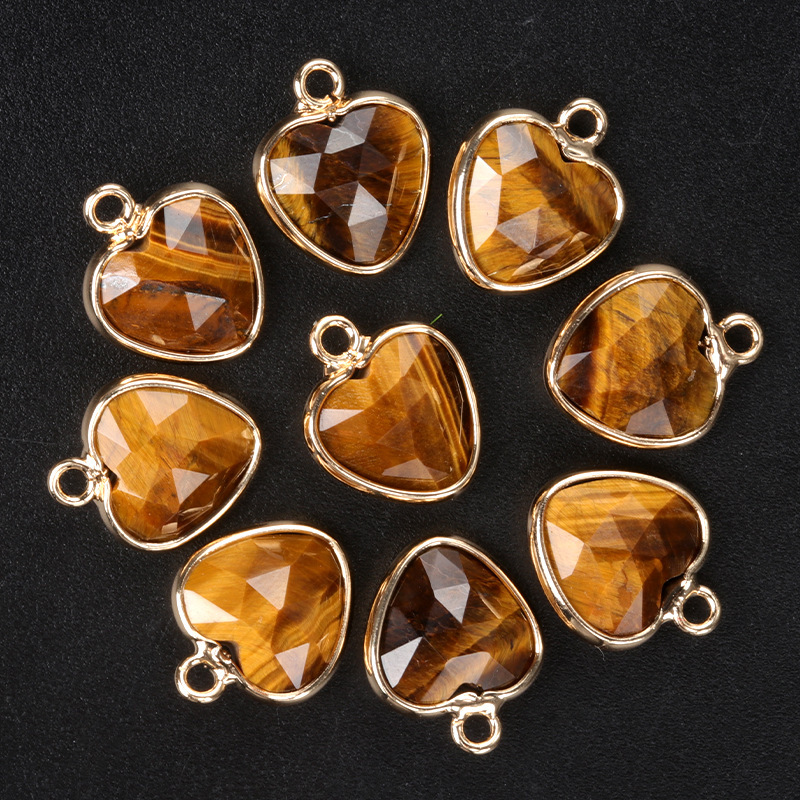11mm love cut bread edge pendant natural semi-precious stone love pendant diy jewelry accessories