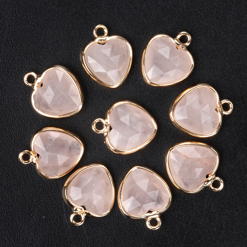 11mm love cut bread edge pendant natural semi-precious stone love pendant diy jewelry accessories