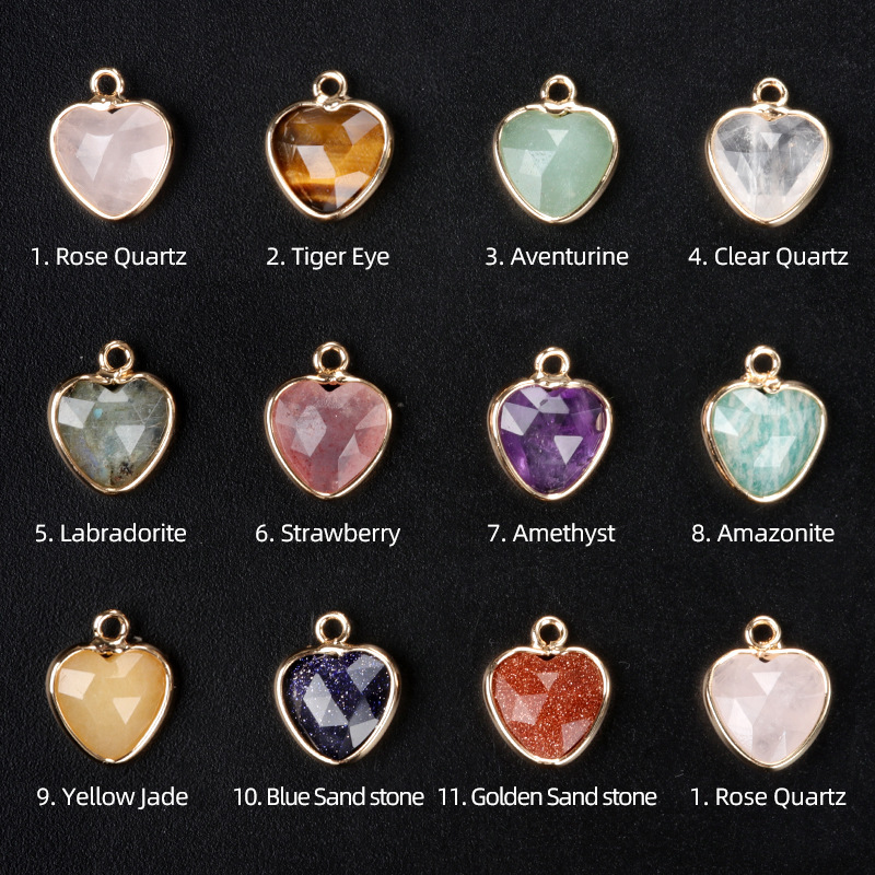 11mm love cut bread edge pendant natural semi-precious stone love pendant diy jewelry accessories