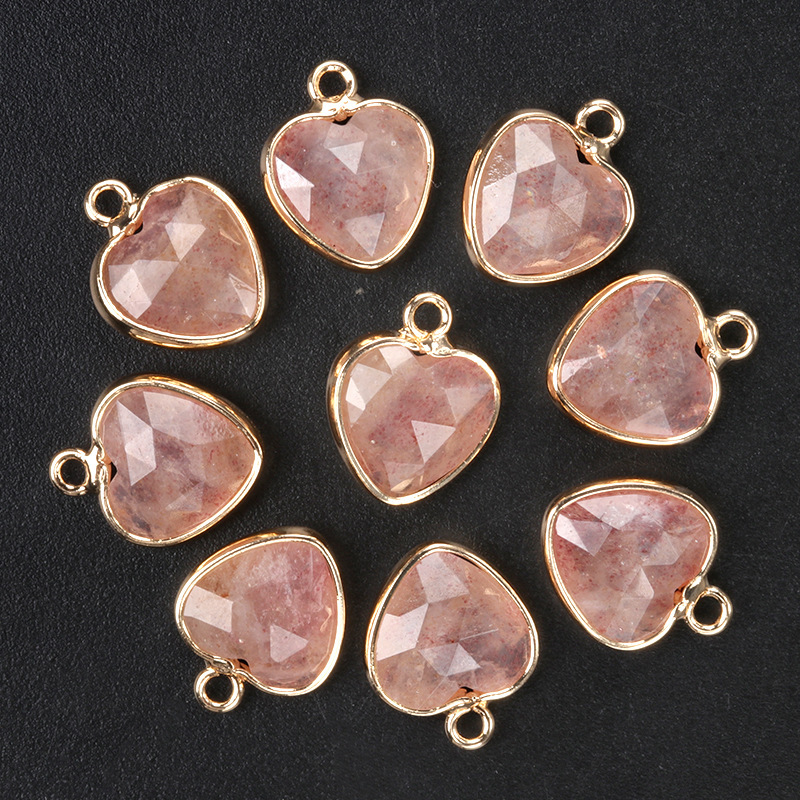 11mm love cut bread edge pendant natural semi-precious stone love pendant diy jewelry accessories