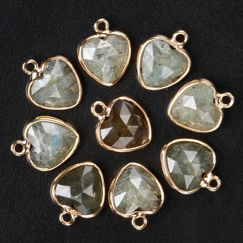 11mm love cut bread edge pendant natural semi-precious stone love pendant diy jewelry accessories