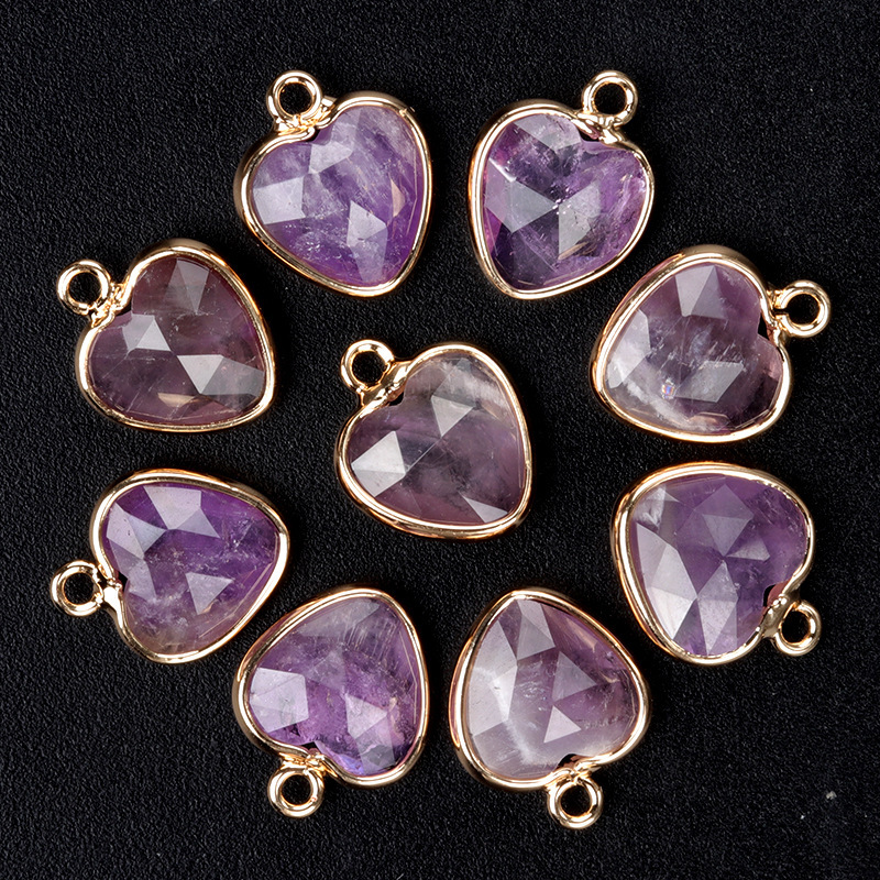 11mm love cut bread edge pendant natural semi-precious stone love pendant diy jewelry accessories