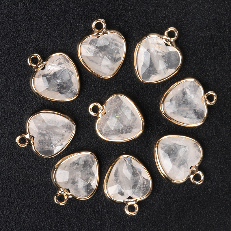 11mm love cut bread edge pendant natural semi-precious stone love pendant diy jewelry accessories