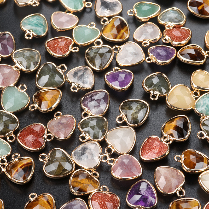 11mm love cut bread edge pendant natural semi-precious stone love pendant diy jewelry accessories